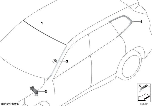 Right washerfangleiste for BMW X1 U11, U12 (OEM 51319478898). Genuine BMW.