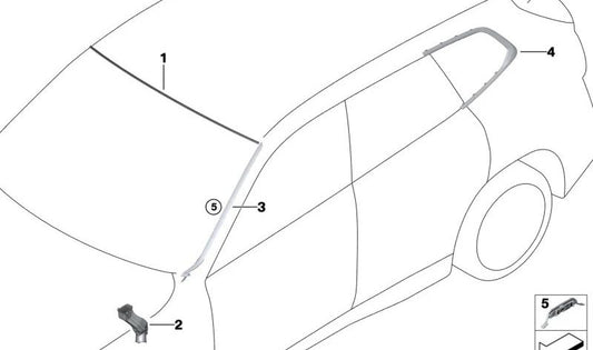 Cristal lateral trasero derecho OEM 51379451566 para BMW U11. Original BMW.