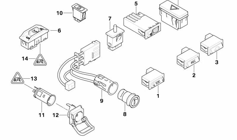 Interruptor de Control de Presión de Neumáticos para BMW E39 (OEM 61318375413). Original BMW