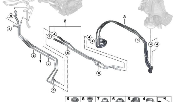 Tubo de refrigerante inferior OEM 64216821663 para BMW G07. Original BMW.