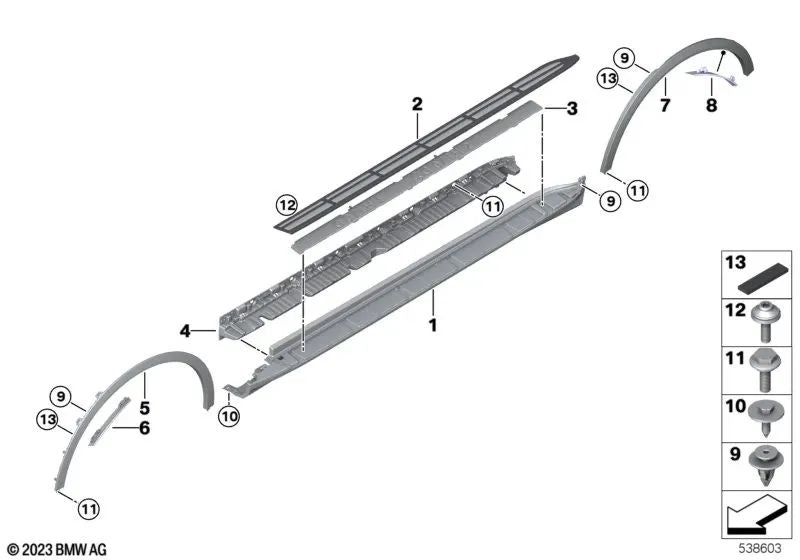 Cubierta de estribo izquierda para BMW G07, G07N (OEM 51779478331). Original BMW.