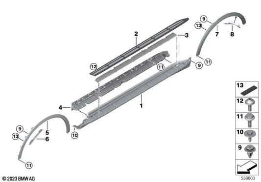 Innenraum des linken Hinterradpasss für BMW G07, G07N (OEM 51779478315). Original BMW.