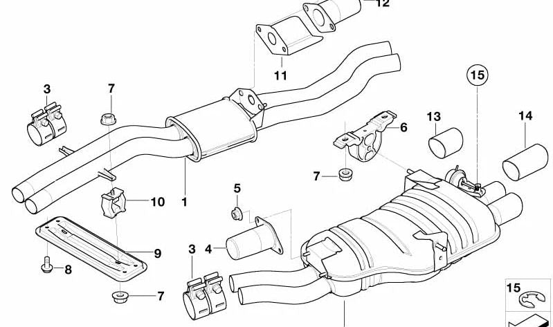 Muffler for BMW E46 (OEM 18107504171). Genuine BMW