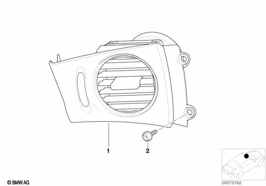 Rejilla de ventilación derecha para BMW Z8 E52 (OEM 64228385354). Original BMW