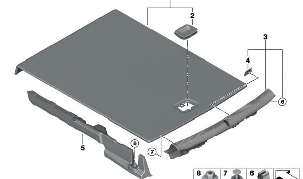 Asa Inserción Suelo Maletero para BMW Serie 3 G21, G81, Serie 5 G30, G38, G60, Serie 7 G11, G12 (OEM 51477425065). Original BMW