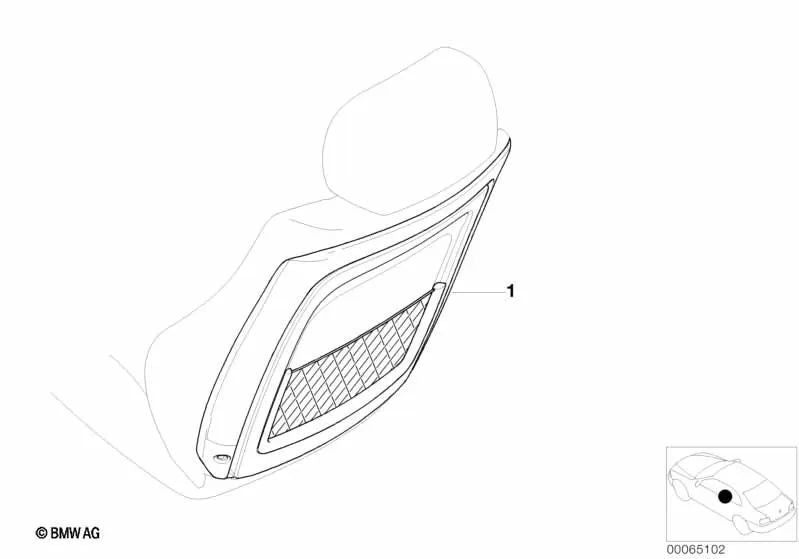 Panel trasero con bolsillo de malla para BMW Serie 3 E46 (OEM 52108235901). Original BMW