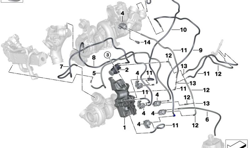 Tubo de vacío para BMW Serie 7 G11N, G12N, X6 G06 (OEM 11658475284). Original BMW