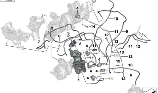 Tubo de vacío de baja presión OEM 11658591720 para BMW G30, G31, G11, G12, G05, G07. Original BMW.