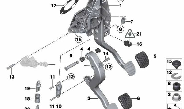 Pedal de embrague para BMW F25, F26 (OEM 35316793507). Original BMW