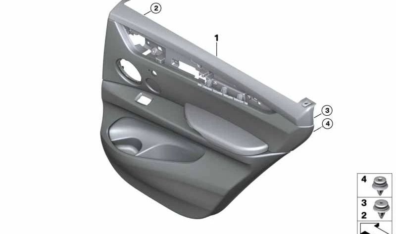 Revestimiento de puerta trasera izquierda para BMW X5 F85 (OEM 51428066157). Original BMW