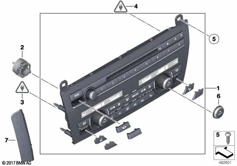 Conjunto de Reparación de Radio y Unidad de Control de Clima para BMW Serie 6 F06, F12, F13 (OEM 61319386653). Original BMW.