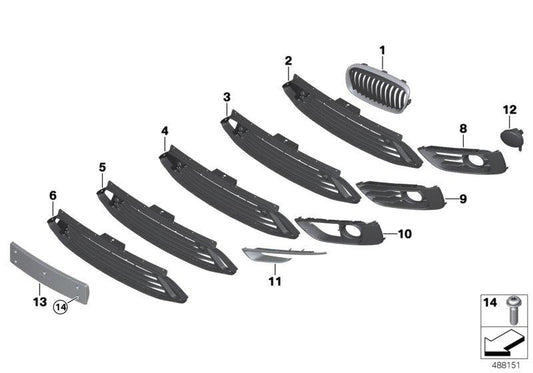 Rejilla Abierta Lateral Parachoques Frontal Sport Line Para Bmw F45 (Active Tourer) F46 (Gran .