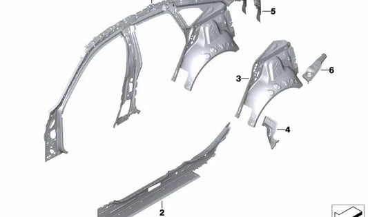 Seitenwandverstärkung hinten rechts für BMW 2er F44 (OEM 41219498464). Original BMW.