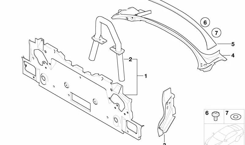 Frame Lune posteriore inferiore OEM 41217064704 per BMW E85 (Z4). BMW originale.