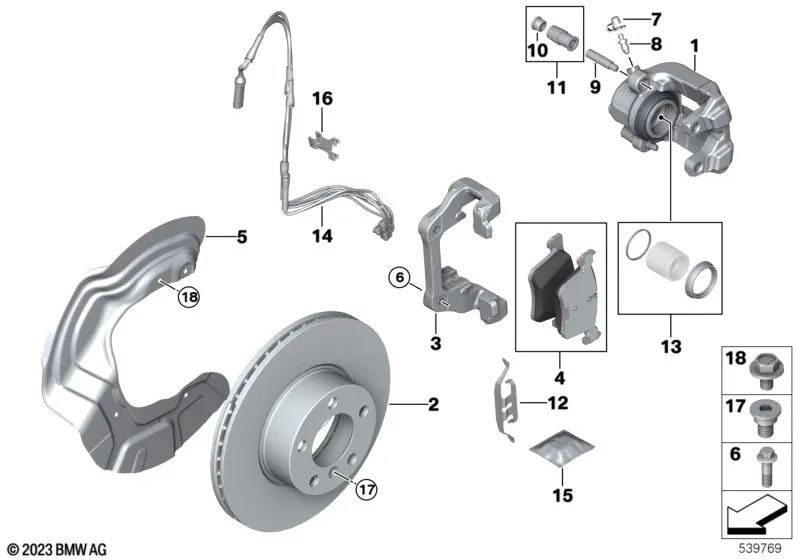 Soporte de freno para BMW E81, E82, E87, E88, E90, E91, E92, E93, E84, E89 (OEM 34116769097). Original BMW