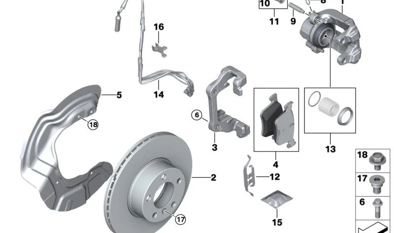 Soporte de pinza de freno trasera OEM 34116769095 para BMW E81, E82, E87, E88, E90, E91, E92, E93, E89. Original BMW.