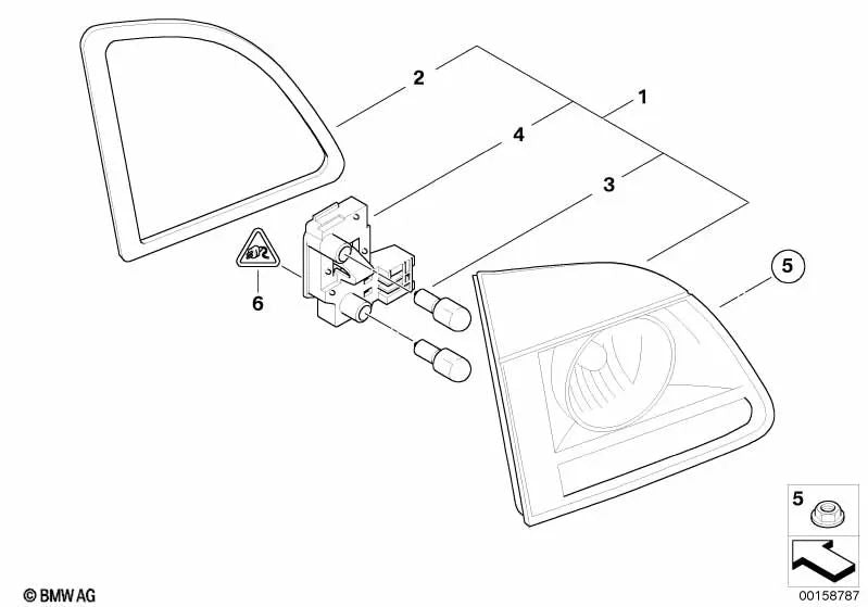 Piloto trasero portón trasero derecho para BMW E61 (OEM 63217165830). Original BMW.