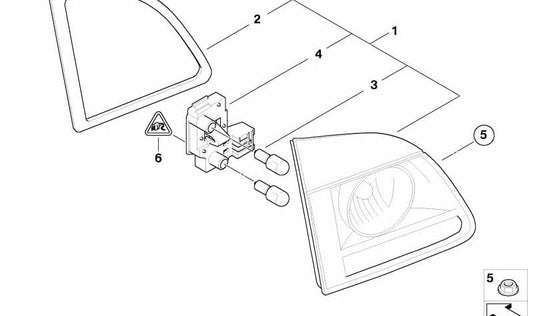 Junta de la luz trasera del portón trasero para BMW E61 (OEM 63126941465). Original BMW