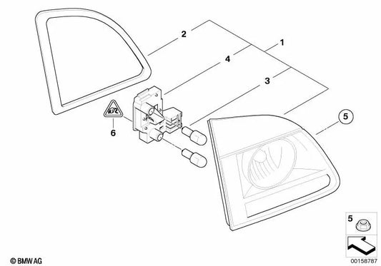 Portalamparas luz trasera izquierda para BMW E61 (OEM 63216935331). Original BMW.