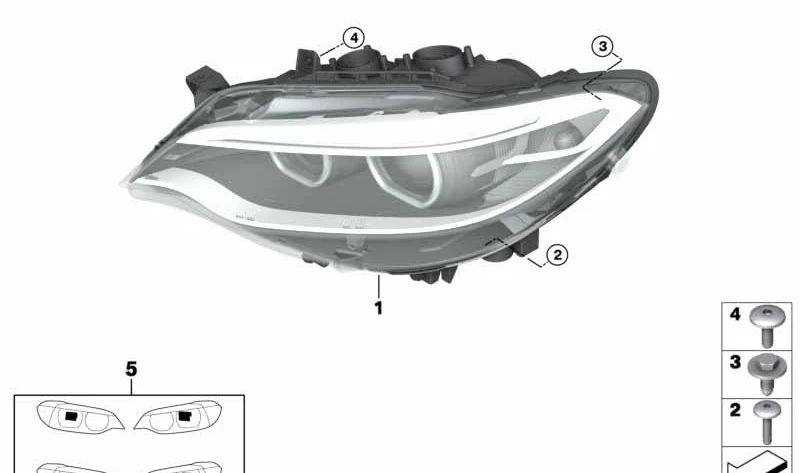 Bi-Xenon Headlight Right for BMW F22, F23, F87 (OEM 63117388930). Original BMW