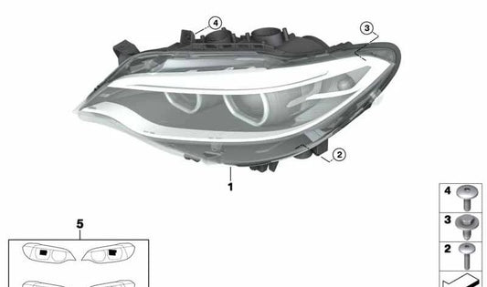 Faro delantero derecho para BMW F22, F23 (OEM 63117304462). Original BMW