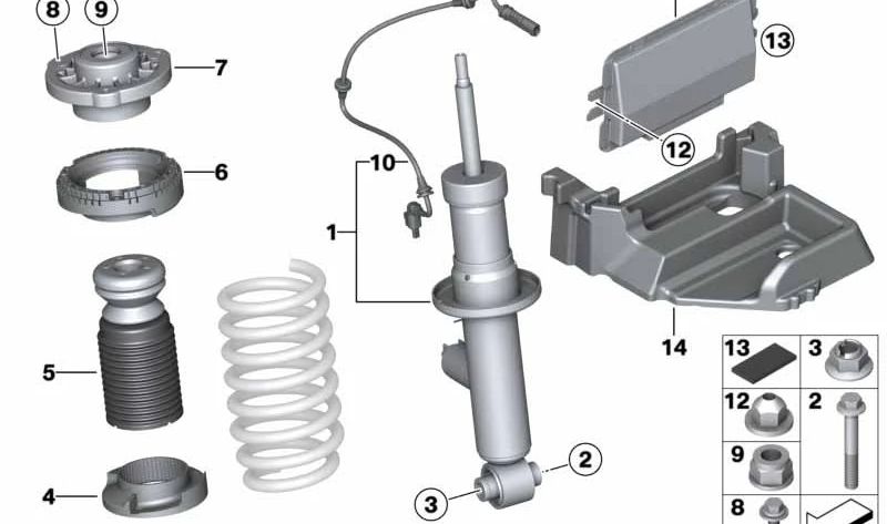 Amortiguador trasero OEM 37126872327 para BMW F26 (X4). Original BMW.