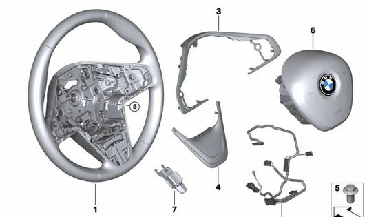 Leather Sport Steering Wheel for BMW 2 Series F45, F46, X1 F48, X2 F39 (OEM 32306860358). Original BMW