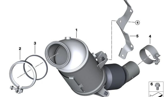 Soporte para catalizador cercano al motor para BMW Serie 5 G60, X6 G06N (OEM 18325A981A6). Original BMW.