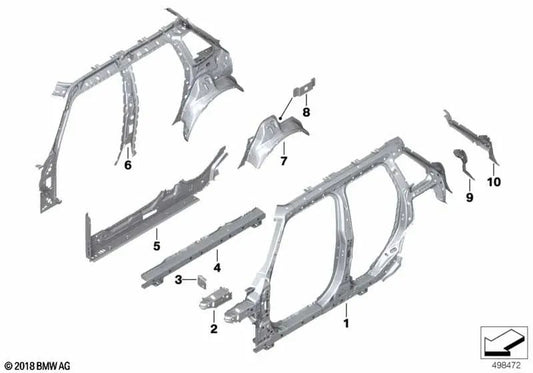 Refuerzo larguero izquierdo para MINI modelos F55, F55N (OEM 41007408789). Original MINI