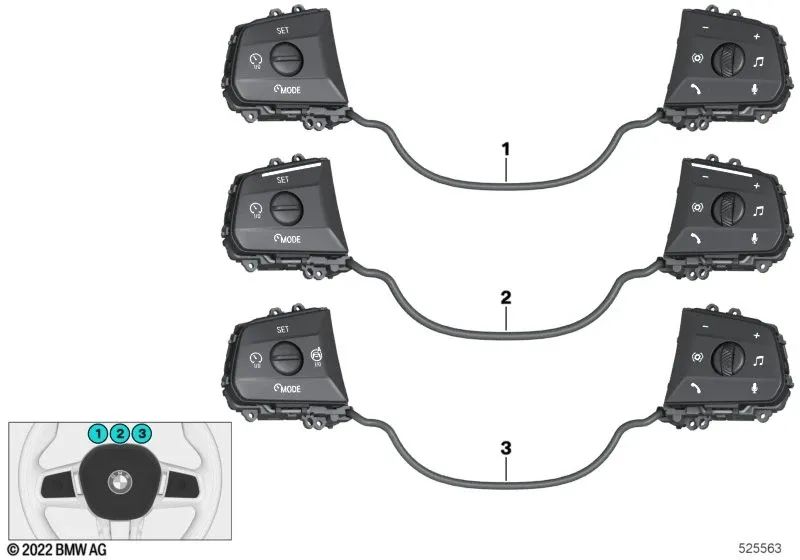 Interruptor de volante multifuncional para BMW Série 7 G70 (OEM 61315A50912). BMW originais.