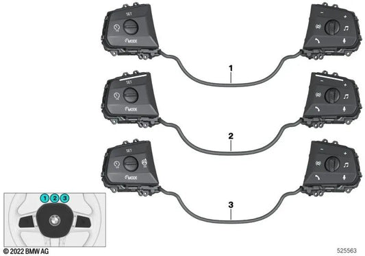 Multifunction steering wheel switch for BMW 7 Series G70 (OEM 61315A50912). Original BMW.