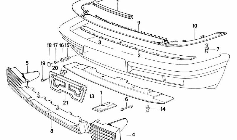 Rejilla del parachoques frontal OEM 51111908072 para BMW E32. Original BMW.