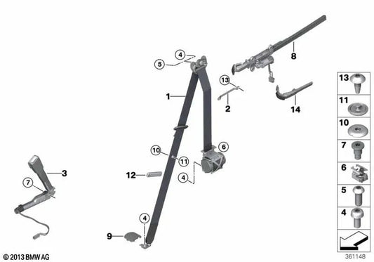 Cinturón delantero derecho para BMW F82, F82N (OEM 72118058482). Original BMW.