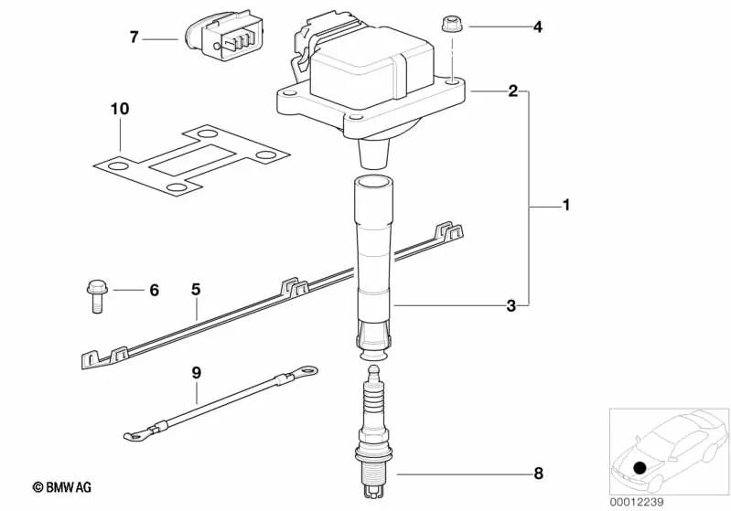 Connettore per candele per BMW E36 (OEM 12131404308). BMW originale