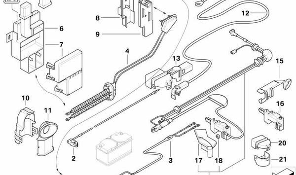 Soporte positivo (+) maletero OEM 61138385165 para BMW E65, E66. Original BMW.