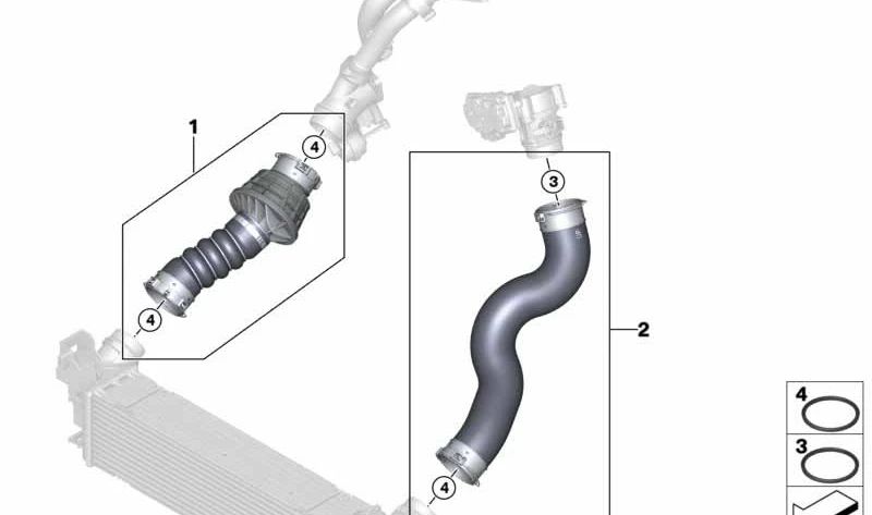 Tubería de carga de aire para BMW Serie 5 G30, G31 Serie 7 G11, G12 (OEM 11618572859). Original BMW