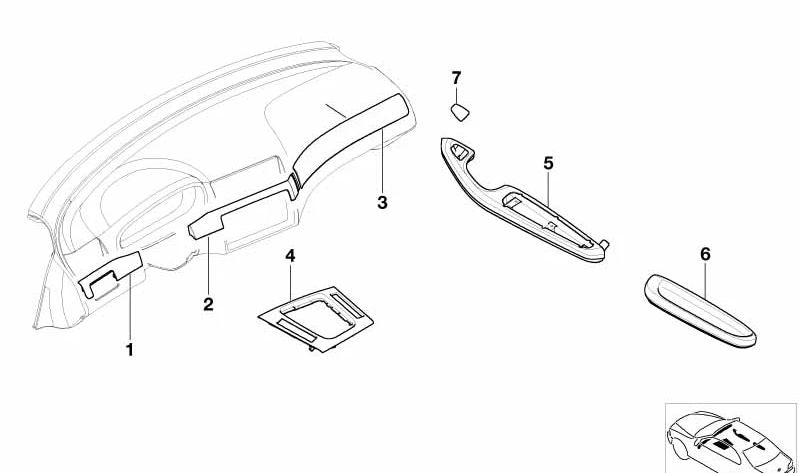 Bandeja de Almacenamiento Inferior Titanio para BMW Serie 3 E46 (OEM 51167904341). Original BMW.