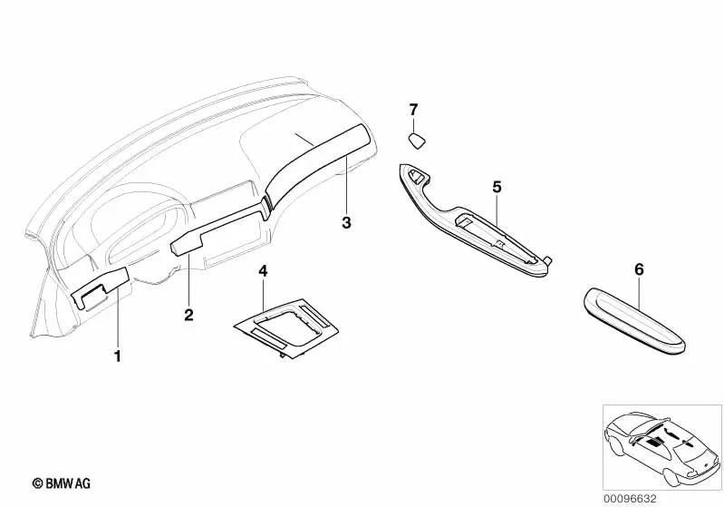 Compartimiento de Almacenamiento Inferior para BMW E46 (OEM 51167052071). Original BMW.