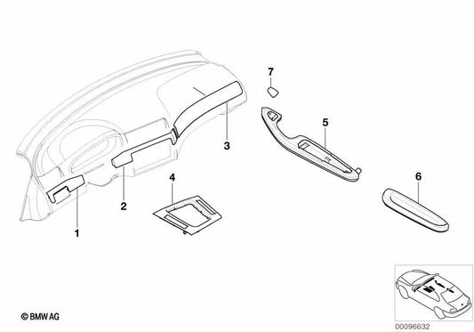 Rear Left Armrest Titan for BMW 3 Series E46 (OEM 51437904367). Original BMW