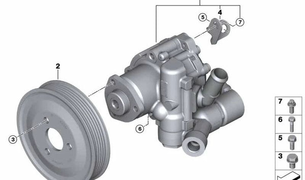 Bomba de dirección asistida OEM 32416783487 para BMW E90, E91, E92, E93. Original BMW