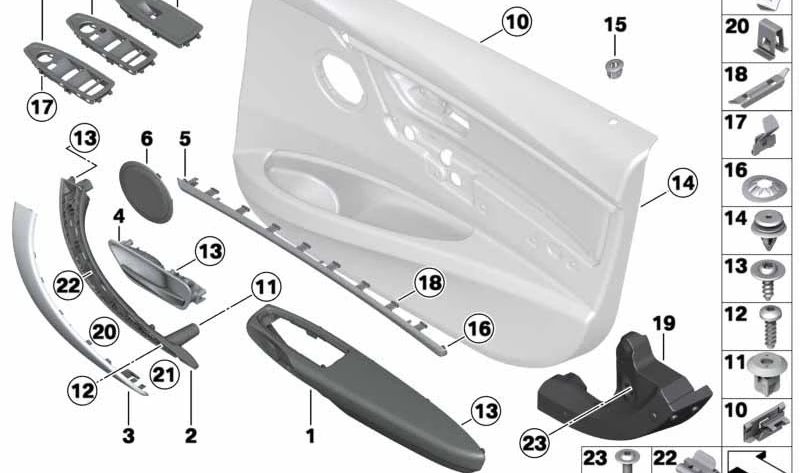 Embellecedor interior delantero derecho OEM 51417393490 para BMW Serie 3 (F30, F31, F35). Original BMW