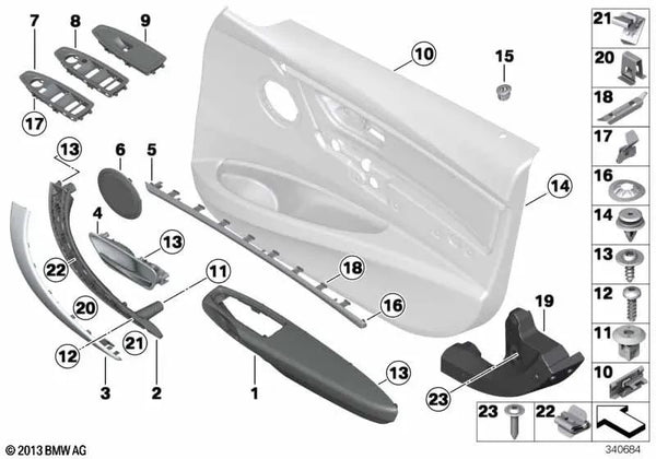 Reposabrazos de cuero delantero izquierdo para BMW Serie 3 F80, F80N (OEM 51418057387). Original BMW