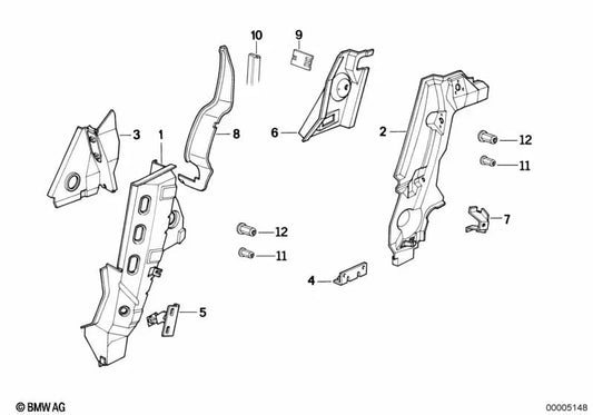 Columna central derecha para varios modelos/series de BMW (OEM 41212291676). Original BMW