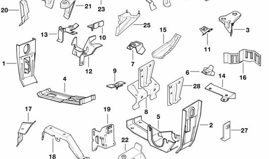 Soporte derecho radiador de agua OEM 41111970624 para BMW (Modelos compatibles: E31). Original BMW.