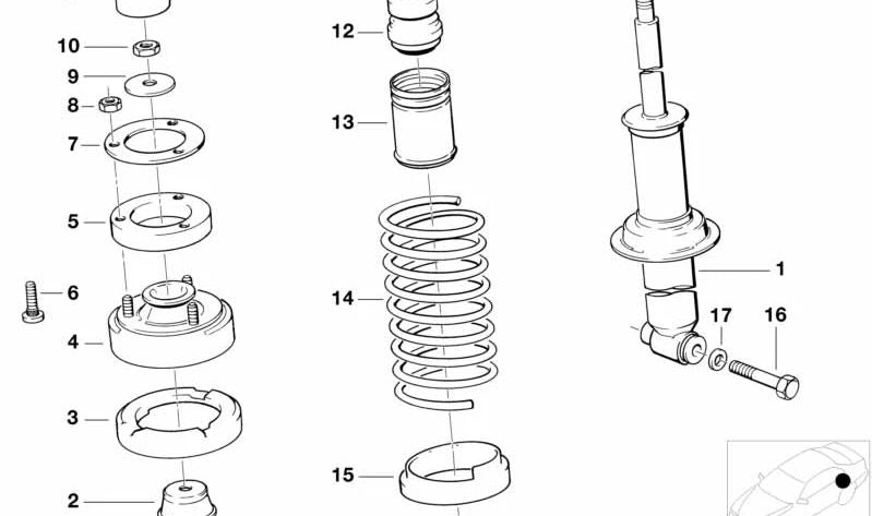 Muelle de suspensión OEM 33531134440 para BMW E34. Original BMW.