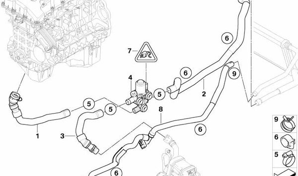 Tubo Válvula de Control de Motor para BMW Serie 3 E90, E91, E92, E93 (OEM 64219111757). Original BMW