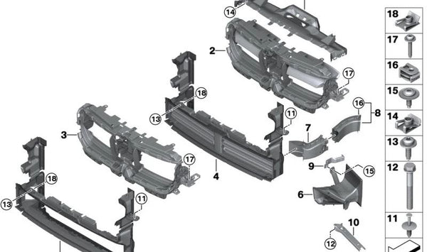 Conducto de aire con control de compuertas inferior OEM 51745A112F9 para BMW (Modelos compatibles: Serie 3 F30, Serie 3 GT F34, Serie 3 Touring F31, Serie 4 F32, Serie 4 Cabrio F33, Serie 4 Gran Coupé F36). Original BMW.