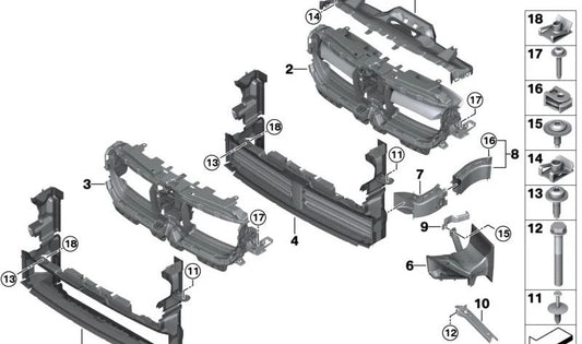 Conducto de aire del radiador desplazado derecho para BMW U11 (OEM 51749883608). Original BMW