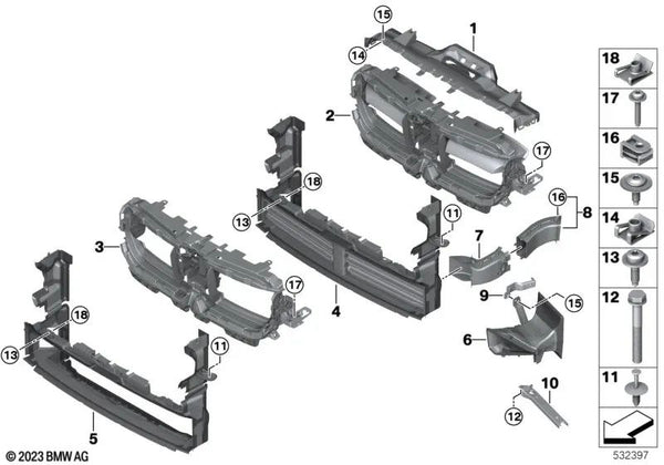 Soporte enfriador adicional inferior izquierdo para BMW U06, U11 (OEM 51648737285). Original BMW