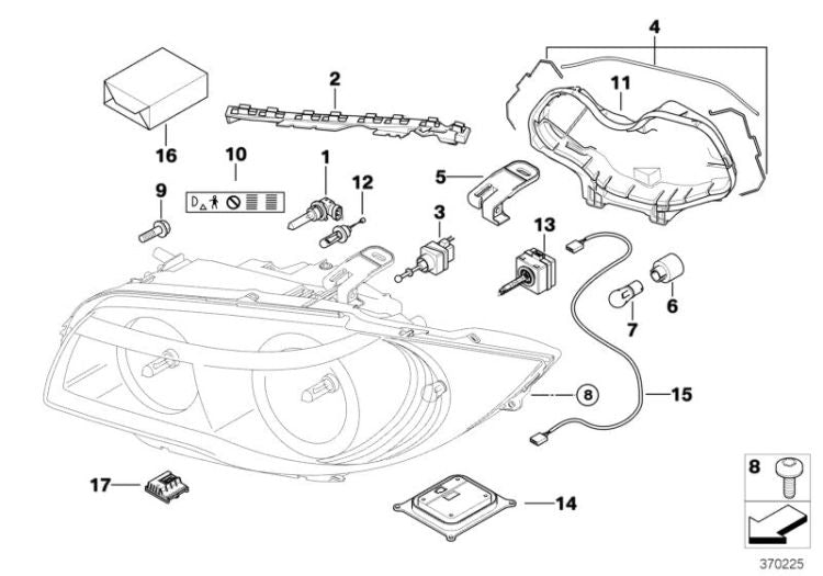 Cubierta Tapa Interior Del Faro Xenon Para Bmw E81 E82 E87 E88 F31 F11 G31 E31 F91 E71. Original